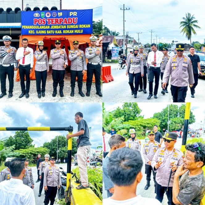 
					Kesekian Kalinya Kapolres Rokan Hulu Tinjau Pos Terpadu Dan Kondisi Jembatan Rusak Di Sungai Rokan Ujung Batu