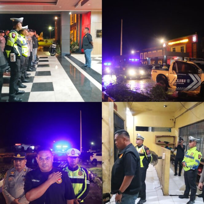 
					Polres Rokan Hulu Pastikan Keamanan Melalui Apel Cipkon dan Patroli Blue Light