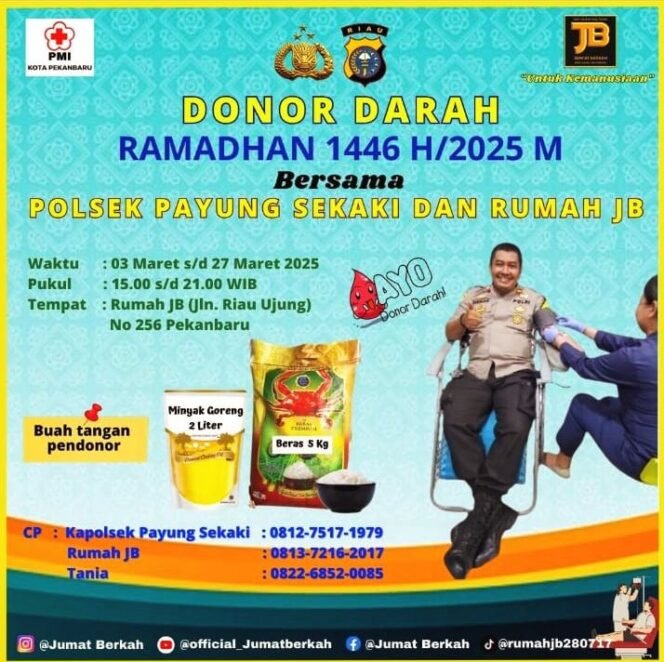 
					Sambut Ramadhan, Polsek Payung Sekaki Gelar Donor Darah Berhadiah Sembako.
