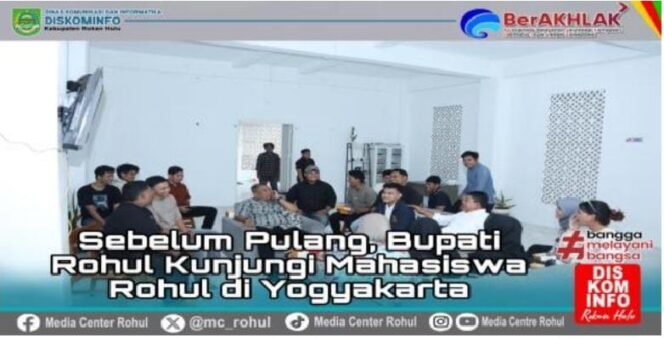 
					Sebelum Kembali, Bupati dan Wakil Bupati Sambangi Mahasiswa Rohul di Yogyakarta, Sampaikan Pesan Inspiratif.