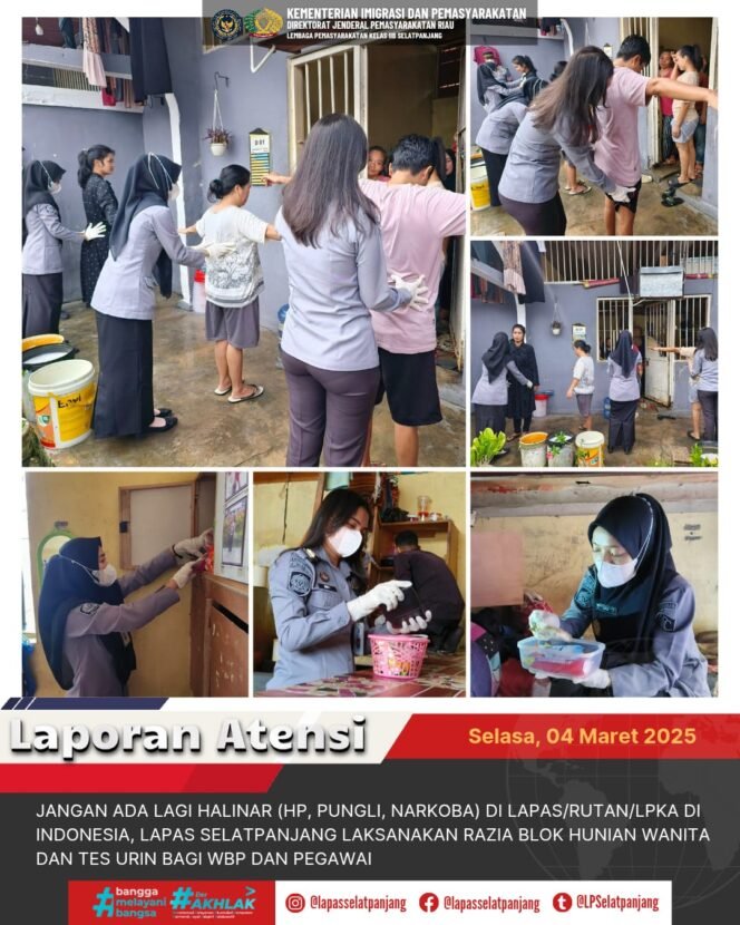 
					Lapas Selatpanjang Gencarkan Razia dan Tes Urin, Wujudkan Zero Halinar dan Lingkungan Bersih.