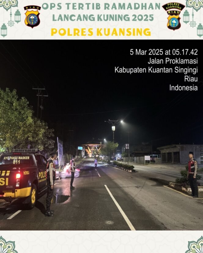 
					Satgas Samapta Polres Kuansing Gelar Patroli Subuh, Wujudkan Ramadhan Aman dan Kondusif.