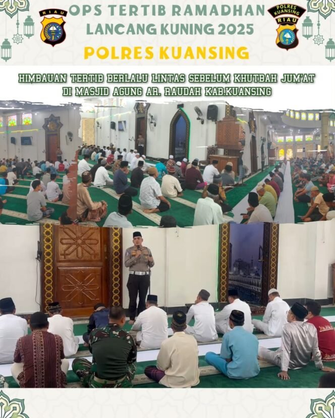 
					Satlantas Polres Kuansing Edukasi Keselamatan Berkendara di Masjid Agung Ar-Raudah