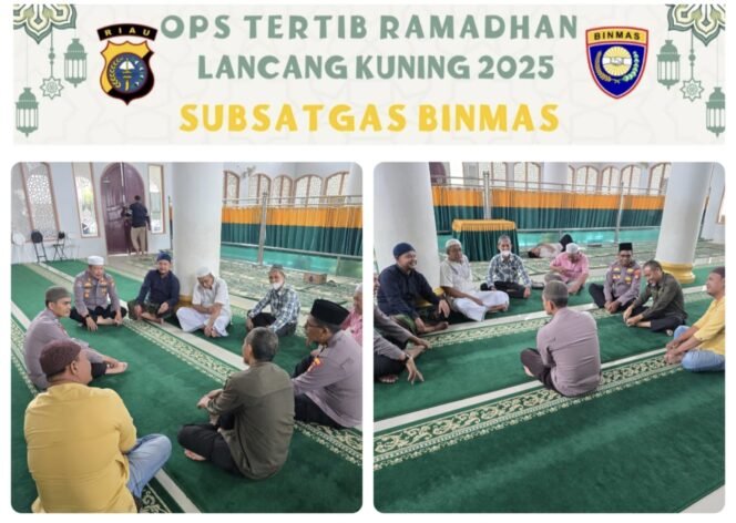 
					Subsatgas Binmas Polres Kuansing Gelar Himbauan Kamtibmas, Jaga Ketertiban Ramadhan di Masjid Baitul Hamdi.