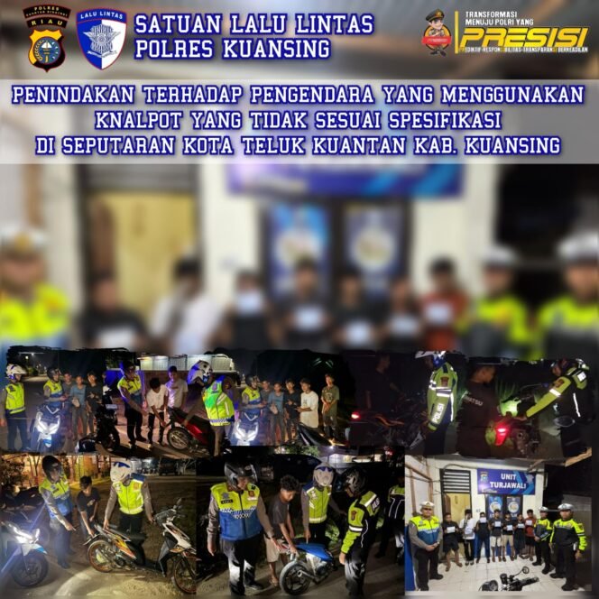 
					Polres Kuansing Gencarkan Razia Knalpot Brong, 7 Motor Ditindak dalam Operasi Malam.
