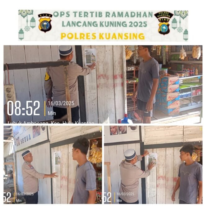 
					Polsek Hulu Kuantan Pasang Himbauan Kamtibmas Dari Kapolres Kuansing Dalam Rangka Ops Tertib Ramadhan LK 2025