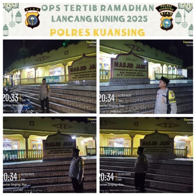 
					Polsek Kuantan Hilir Laksanakan Pengamanan Sholat Tarawih di Masjid Jami’ Koto Tuo