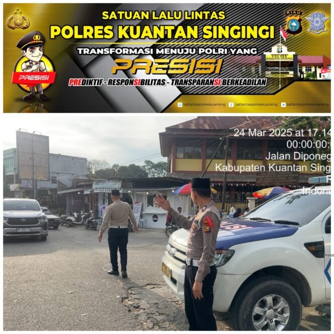 
					Sat Lantas Polres Kuansing Patroli Sore dan Pengaturan Lalu Lintas di Sekitar Pasar Ramadhan