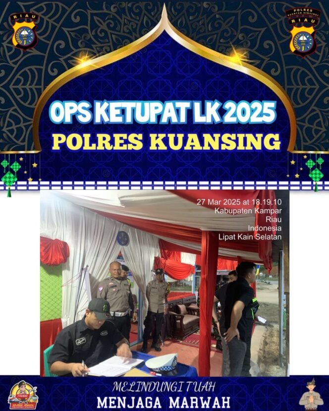 
					Tim Pamatwil Polres Kuansing Lakukan Kunjungan ke Pos PAM Ketupat Lancang Kuning 2025 di Tanjung Pauh Kecamatan Singingi Hilir 