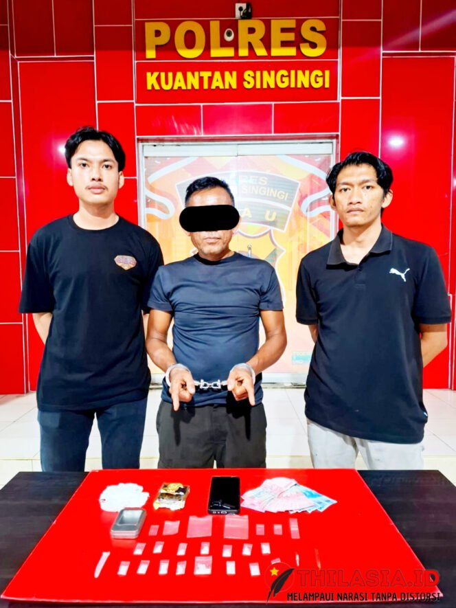 
					Tim Mata Elang Polres Kuansing Sikat Pengedar Sabu di Logas Tanah Darat