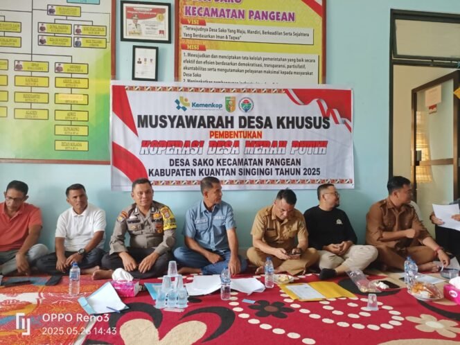 
					Polsek Pangean Dukung Pembentukan Koperasi Merah putih di Desa Sako