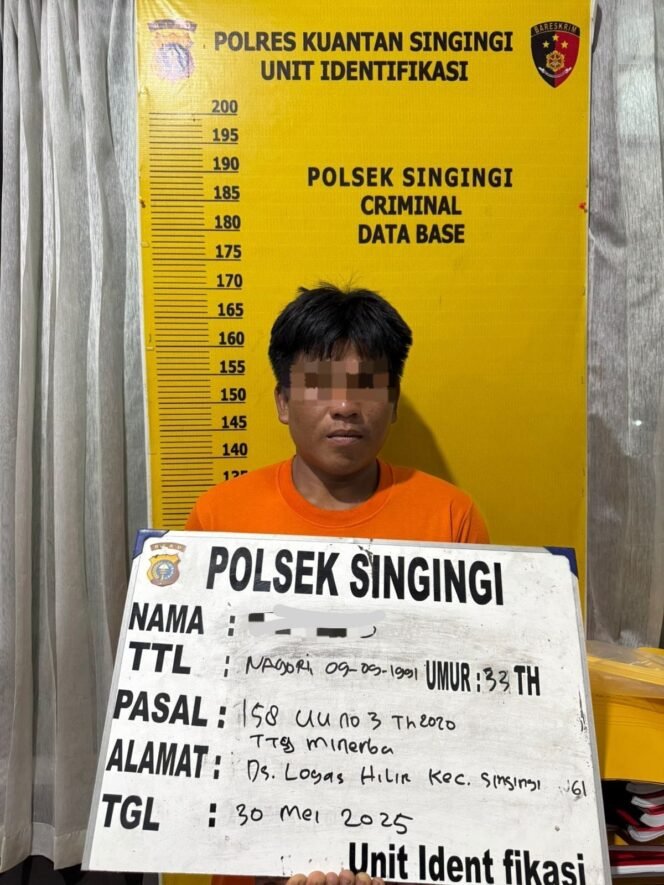 
					Polsek Singingi Ungkap Kasus Pertambangan Tanpa Izin (PETI) di Desa Logas Hilir, Satu Pelaku Diamankan.