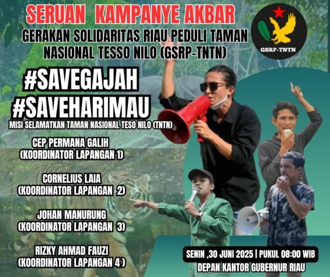 
					Kampanye Akbar Selamatkan TNTN, Aktivis Riau Cep Permana Galih Pimpin Ribuan Massa.