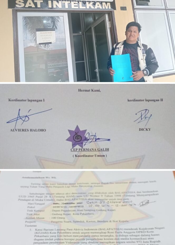 
					BALAPATISIA Akan Gelar Jilid 3 Unjuk Rasa Pekan Depan, Desak Kejari Pekanbaru Periksa Kembali Roni Pasla Atas Kasus Videotron 972 Juta.