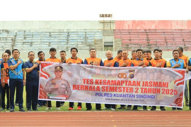 
					Personel Polres Kuantan Singingi Laksanakan Kesemaptaan Jasmani Semester II Tahun 2025