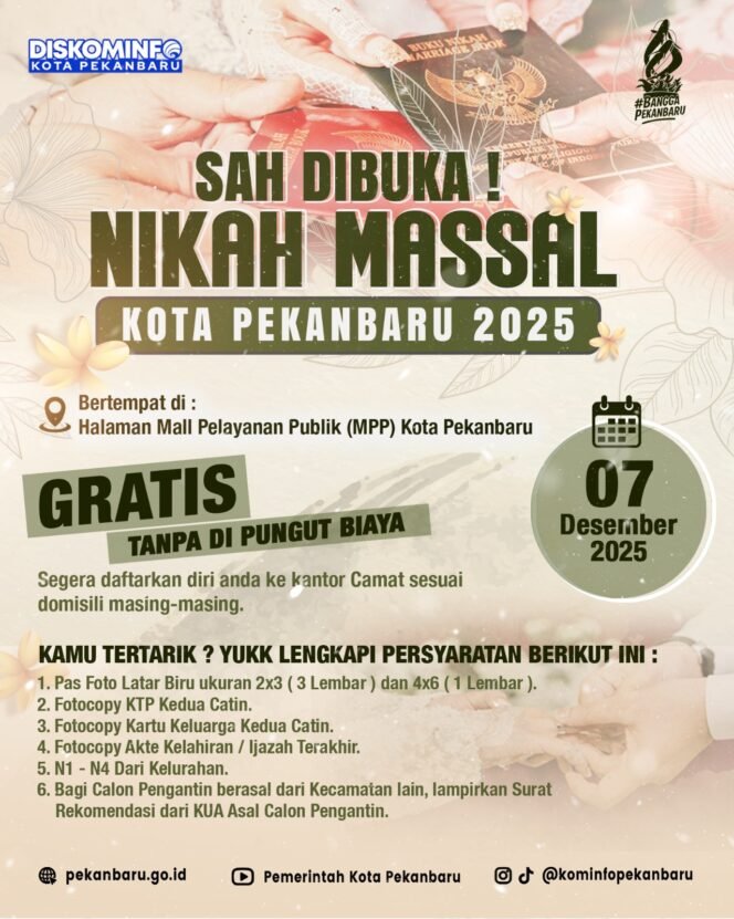 
					43 Calon Pasangan Daftar Nikah Massal Gratis Pemko Pekanbaru, Sidang Isbat Nikah Gratis Capai Lebih 200 Pendaftar