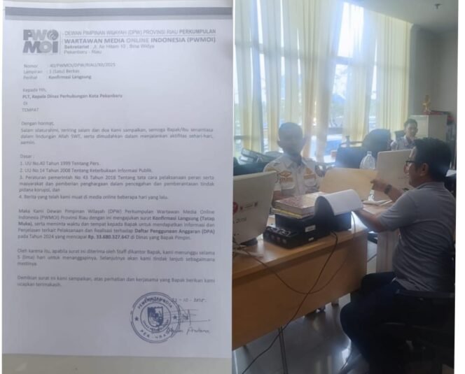 
					DPW PWMOI Riau Layangkan Surat Konfirmasi Langsung Kedinas Perhubungan Pemko Tentang Penggunaan DPA Tahun 2024