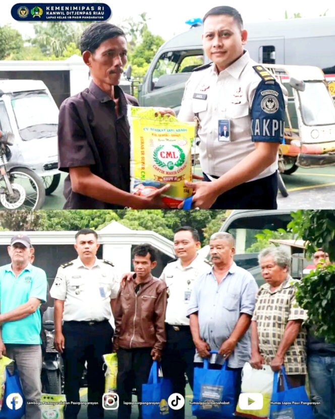 
					Tebar Berkah Ramadan, Lapas Pasir Pengaraian Santuni Tukang Becak dengan Paket Sembako