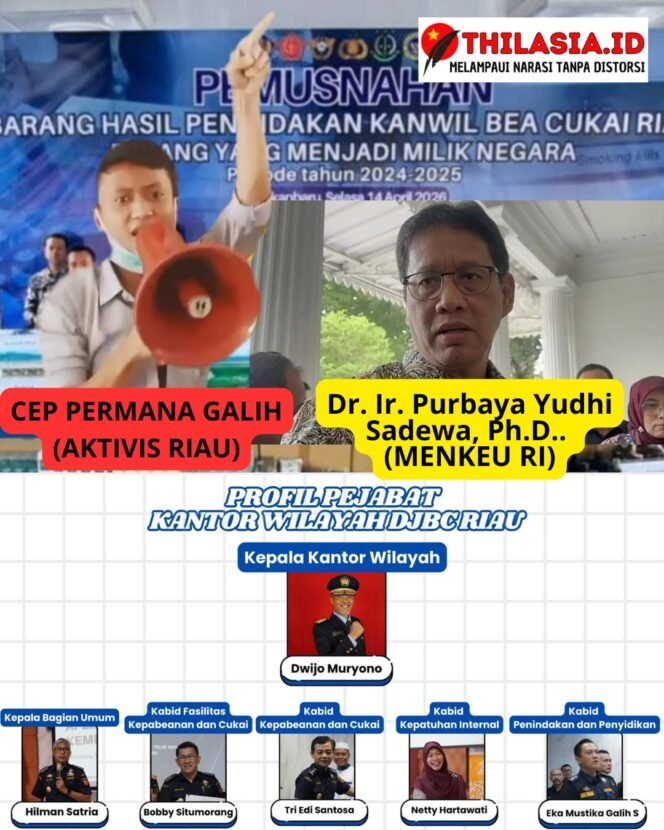 
					Aktivis Riau Cep Permana Galih Desak Menteri Purbaya Pecat Kakanwil DJBC Riau, Dwijo Muryono Karena Bocornya Barang Ilegal Masuk Riau Senilai 44,8 Miliar