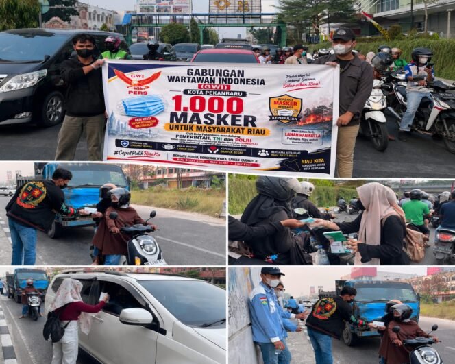 
					Dari Pena ke Aksi, GWI Pekanbaru Bagikan 1.000 Masker di Tengah Kabut Asap