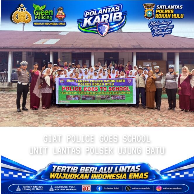 
Goes to School, Polsek Ujung Batu Edukasi Siswa SMPN 1 tentang Green Policing, Bahaya Narkoba Hingga Karhutla