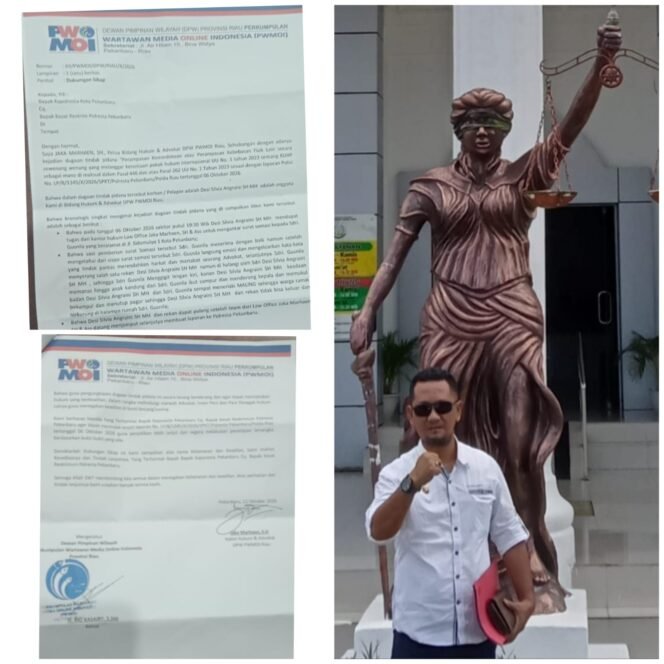 
Dukungan Sikap, Kabid Hukum DPW PWMOI Riau : Minta Polresta Pekanbaru Tegak Lurus Dalam Menangani Laporan Anggota Kami