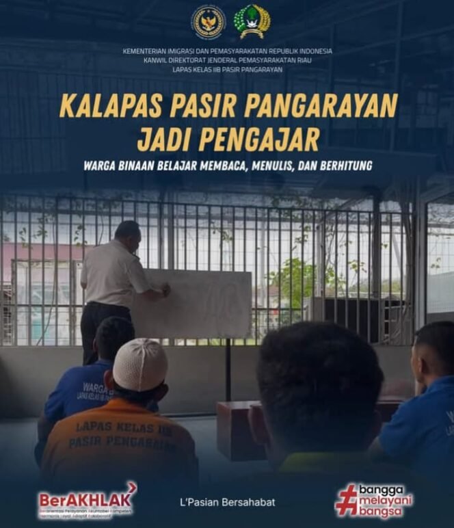 
Kalapas Pasir Pangarayan Jadi Pengajar, Warga Binaan Belajar Membaca, Menulis, dan Berhitung