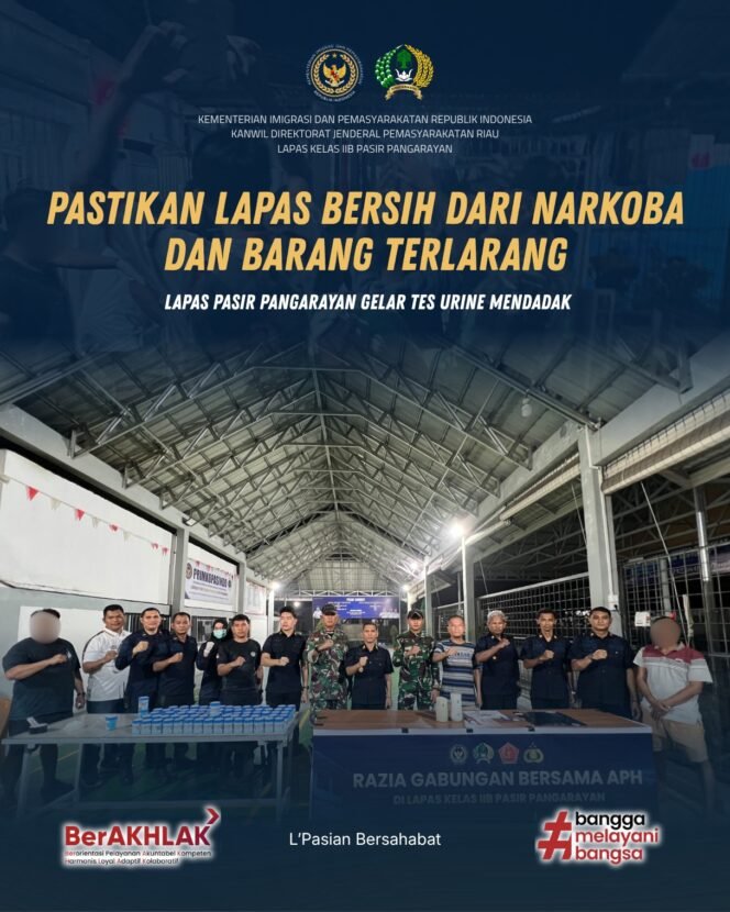 
Pastikan Lapas Bersih dari Narkoba dan Barang Terlarang, Lapas Pasir Pangarayan Gelar Tes Urine Mendadak Libatkan Koramil 02 Rambah